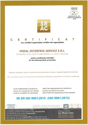 Midal certificare sistem frig comercial si industrial ISO 9001_page-0001